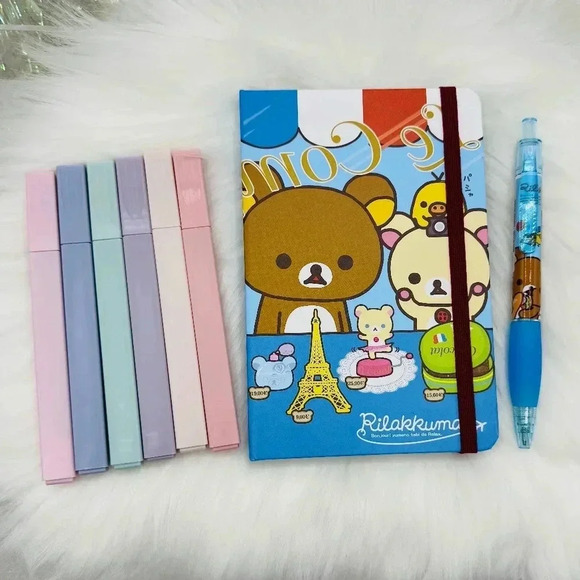 Rilakkuma Notebook & Pen Highlighter bundle - Picture 1 of 7